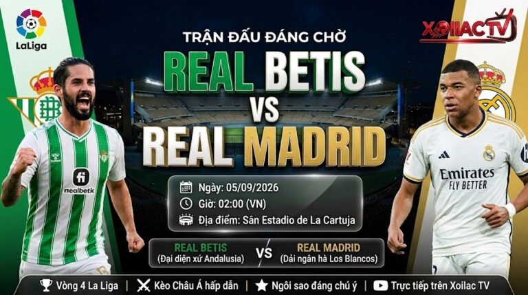 Hình ảnh nhận định, soi kèo trận đấu giữa Real Betis vs Real Madrid lúc 02h00 ngày 05/09 vòng 4 La Liga. Trực tiếp bóng đá tốc độ cao trên Xoilac TV.